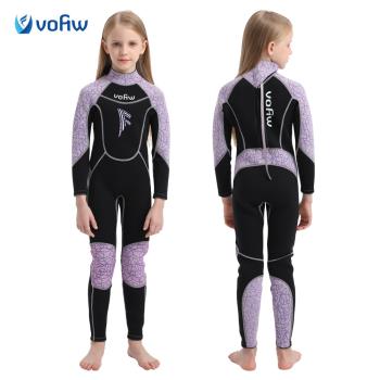 新款兒童保暖游泳衣防寒保溫加絨潛水服3mm連體長袖男女潛水沖浪