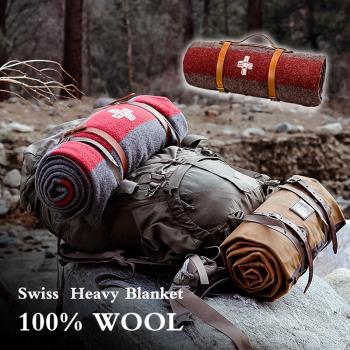 100%純羊毛毯戶外毛毯春野營保暖復古瑞士軍毯便攜車帳篷露營毯子
