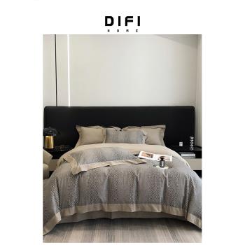 意大利DIFI歐式高奢100s純棉磨毛四件套秋冬保暖床上用品灰色床單