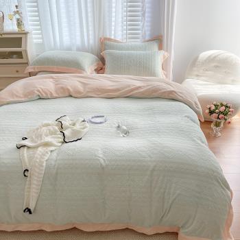 輕奢雕花牛奶絨四件套冬季珊瑚絨加厚高檔雙面法蘭絨美式床上用品