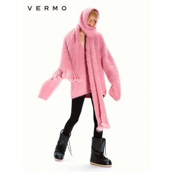 VERMO“治愈冬季”寬幅經典手工流蘇長毛蘇力羊駝圍巾