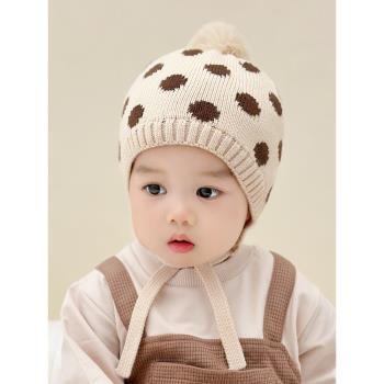 嬰兒帽子2023冬季男寶可愛針織護耳帽嬰幼兒寶寶帽子女寶保暖冬款