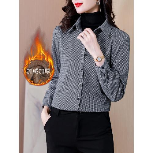 秋冬保暖磨毛長袖氣質女士襯衣