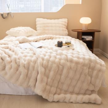托斯卡納皮草風兔毛絨加厚毛毯輕奢高級沙發毯柔軟保暖絨毯臥室毯