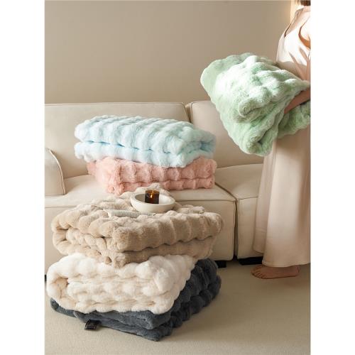 托斯卡納皮草風兔毛絨加厚毛毯輕奢高級沙發毯柔軟保暖絨毯臥室毯