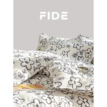 FIDE家居美學~黑白花朵簡約親膚四件套床上用品被套床單