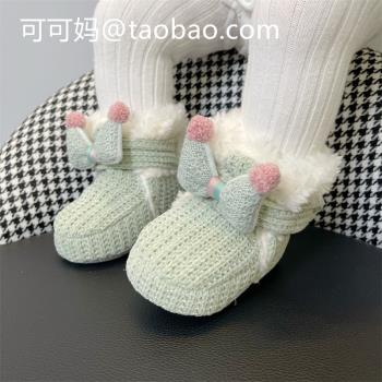 秋冬加厚新生嬰兒鞋子寶寶軟底學步鞋保暖3-6-12個月防掉加絨棉鞋