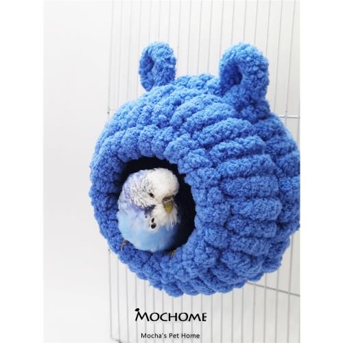 小型鸚鵡秋冬保暖圓形手工編織加厚鳥窩毛絨虎皮牡丹文鳥鳥籠用品