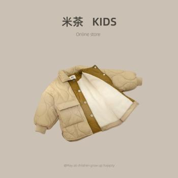 韓國男童棉服2023冬裝新款寶寶外套兒童加絨加厚保暖棉衣冬季洋氣