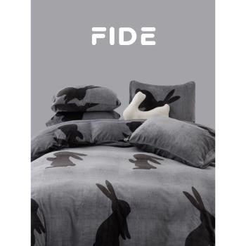 FIDE家居秋冬季新款加厚簡約ins風牛奶絨四件套床單床笠床上用品