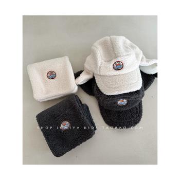 韓國兒童帽子圍巾兩件套洋氣ins羊羔毛冬季男孩保暖雷鋒帽套裝潮