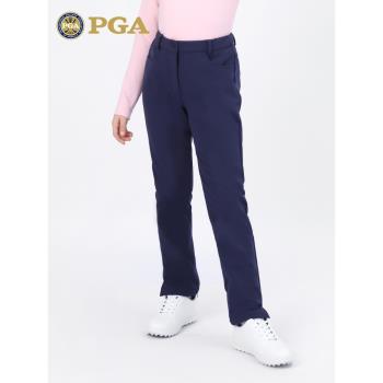 美國PGA兒童高爾夫褲子青少年秋冬運動長褲女童加絨保暖修身球褲