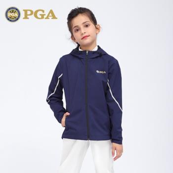美國PGA秋冬新品 高爾夫兒童服裝 女童保暖風衣外套連帽 長褲套裝