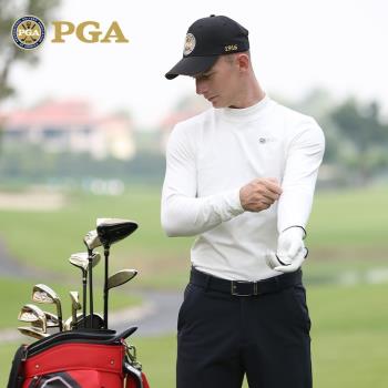 美國PGA 高爾夫球服裝 男士秋冬加絨打底衫 保暖長袖T恤 修身高彈