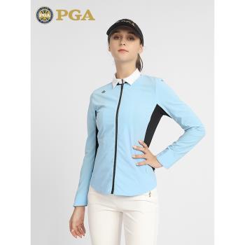 美國PGA 2022新品高爾夫女裝秋冬款風衣外套防風保暖運動休閑上衣