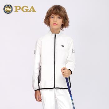 美國PGA秋冬新品球服 高爾夫兒童服裝 男童保暖風衣外套立領 修身