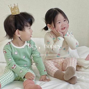 秋冬韓國童裝卡通兩件套保暖內衣