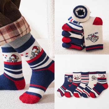 男童襪子奧特曼秋冬款加絨加厚兒童外穿保暖毛圈襪冬天小孩中筒襪