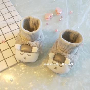 新生寶寶加厚嬰兒布底保暖棉鞋
