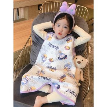 夾棉嬰兒睡袋秋冬季款兒童寶寶防踢被子神器純棉背心連體睡衣恆溫