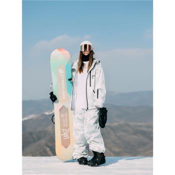 ZACHARIAH23-24新款白雪山滑雪服套裝防風防水保暖迷彩雪衣雪褲女