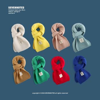 SEVENNOTES秋冬韓版貼布針織圍巾保暖百搭顯白ins圍脖披肩情侶潮