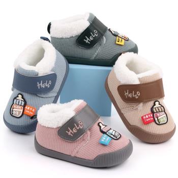 寶寶護腳學步鞋子冬季男女嬰兒鞋加絨加厚保暖棉鞋軟底防滑兒童鞋