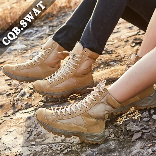 夏季透氣輕盈空降靴高幫作戰靴工裝靴耐磨防滑戶外戰術馬丁訓練靴