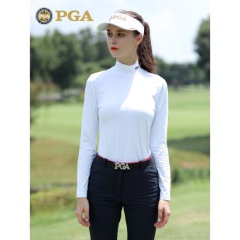 美國PGA 高爾夫打底衫 女士長袖T恤 秋冬保暖 修身版型 高彈面料