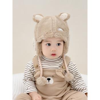 嬰兒帽子冬季保暖毛絨護耳帽男寶卡通寶寶帽子女寶冬款可愛雷鋒帽