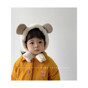 嬰兒帽子秋冬款ins韓版可愛加厚毛絨嬰幼兒保暖寶寶羊羔毛護耳帽