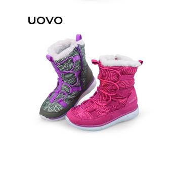 UOVO時尚冬季保暖中大童加絨靴子