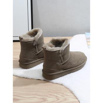 牛皮羊毛冬季短筒防滑保暖雪地靴