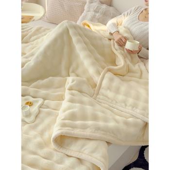 A類加厚午睡毛毯冬季牛奶絨毯裸睡珊瑚絨床單法蘭辦公室披肩蓋毯