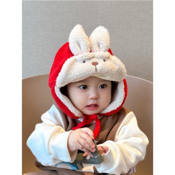 韓國可愛兔子冬季加厚保暖毛絨帽