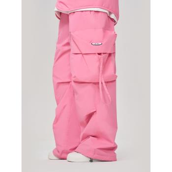 北淵滑雪褲2023冬季新款單板寬松褲子粉色小眾防水保暖男女款雪褲