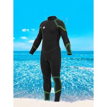新品連體潛水服3MM保暖防寒男前開斜開拉鏈長袖沖浪服浮潛冬泳衣