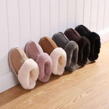 奧林羊毛拖鞋冬季防滑輕便居家保暖鞋澳洲羊皮毛一體厚底包頭拖