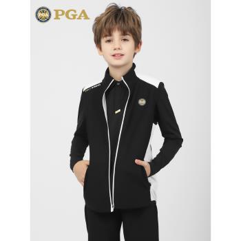 美國PGA 高爾夫馬甲 男童青少年秋冬季保暖外套 吸光發熱面料上衣