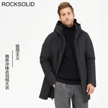 ROCKSOLID商務系列極簡風格戶外沖鋒衣羽絨大衣防水防風長款保暖