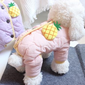 寵物衣服狗狗秋冬季保暖四腳衣防風泰迪比熊幼犬小狗服裝菠蘿棉衣
