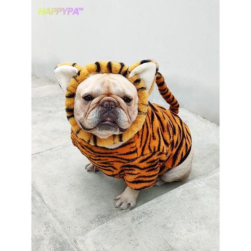 秋冬新款加厚老虎變身裝法斗衣服狗狗睡衣冬裝英斗巴哥寵物保暖衣