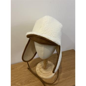 韓國東大門可愛綁帶羊羔毛雷鋒帽韓版秋冬季防寒保暖騎車護耳帽子