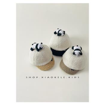秋冬款超萌可愛熊貓保暖嬰兒帽子