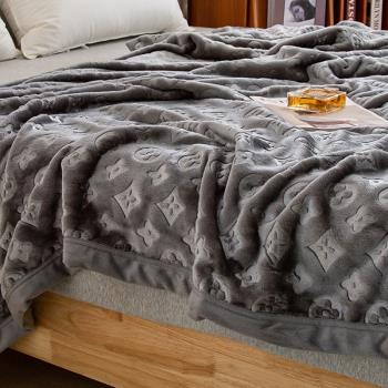 珊瑚絨毛毯鋪床毯子床上用加絨被子法蘭絨床單絨毯辦公室午睡蓋毯