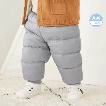 男童女童寶寶羽絨褲加厚2023冬裝嬰幼兒保暖褲白鴨絨兒童外穿正品