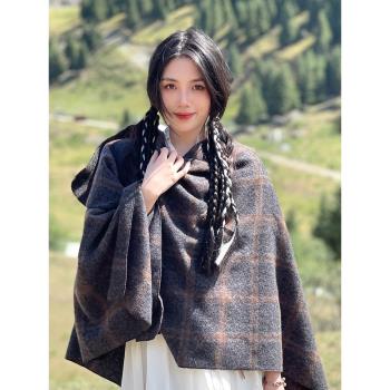 女復古新疆旅游穿搭秋冬季披肩