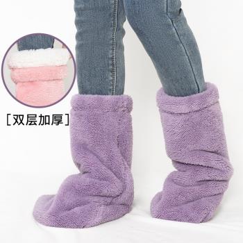 冬季法蘭絨保暖寬松女護腳睡眠襪