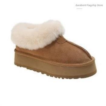 鞋百搭秋冬季厚底雪地靴女增短高筒加絨加厚保暖防滑毛毛棉鞋一腳
