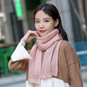 圍巾女2022冬季新款純色針織百搭高級感韓版女生可愛情侶保暖圍脖